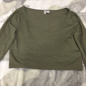 Olive green long sleeve crop top